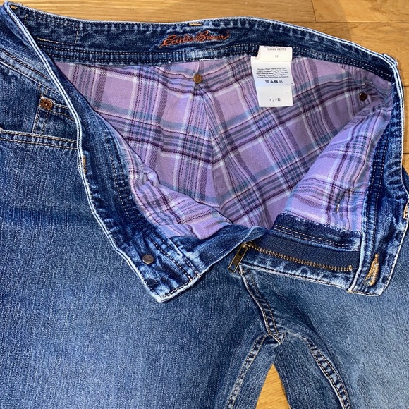 Eddie Bauer Natural Fit High Waist Purple Grey Flannel Plaid Lined Jeans 10P - Picture 6 of 15